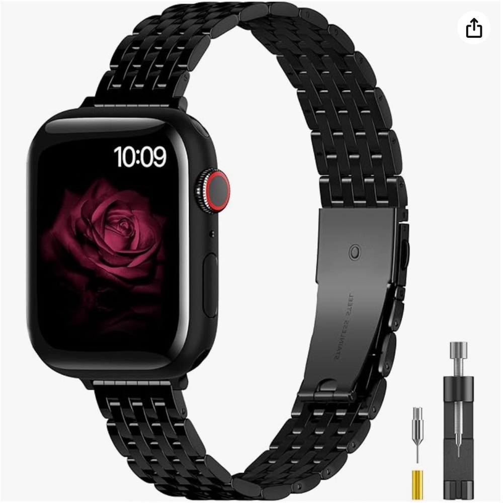 Apple Watch 44mm Stainless Steel Band and Case Package (Black)